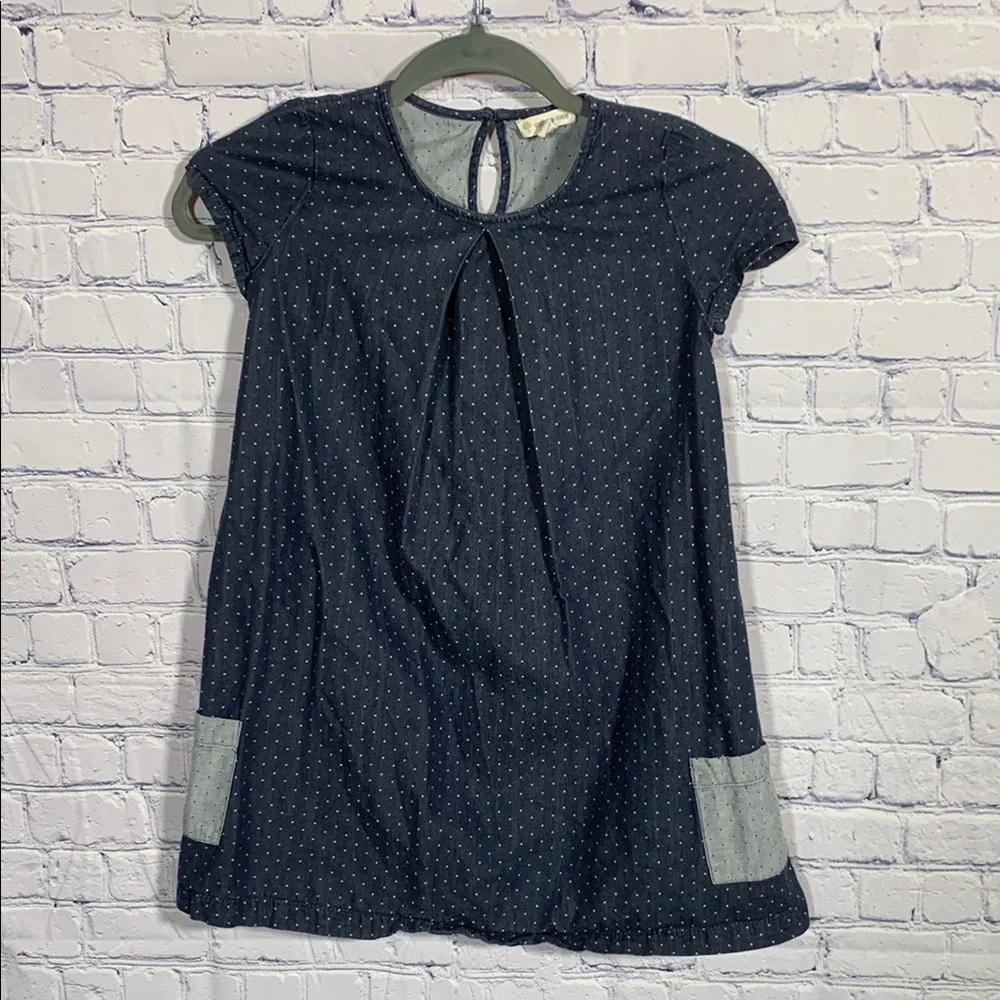 Tucker + Tate Girls Dress Polka Dot Blue Chambray Size 8 - Picture 1 of 6